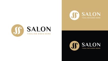 Golden Initial Letter S SS with Modern Circle For Luxury Elegant Beauty Logo Design