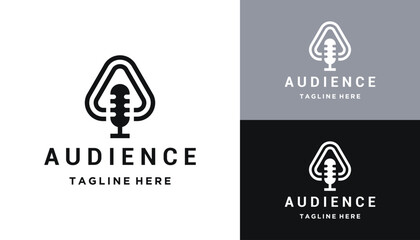 Initial Letter A with Modern Microphone for Logo Design for Broadcast Podcast and Karaoke Studio Recording Business