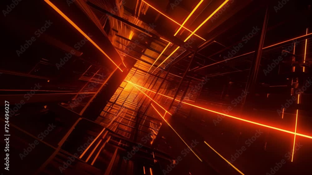 Aufkleber a neon grid of intersecting lines constantly shifting and changing in neon orange and yellow.