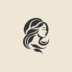 Beautiful women and leaves logo design vector template