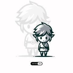 Chibi Child Character Sad Expresion Illustration Icon