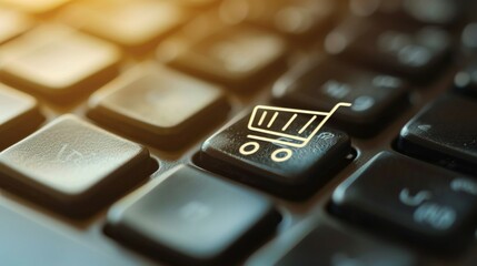 Obraz premium online shopping or internet shop concepts with a shop on a keyboard, online shopping, internet shop concept, online store, online marketing banner, online store banner, store background, online store