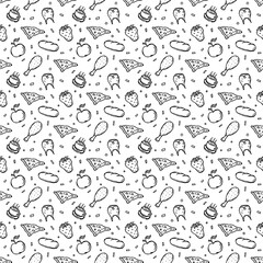 Seamless food pattern. Doodle food background