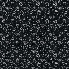 Seamless food pattern. Doodle food background