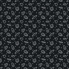 Seamless food pattern. Doodle food background