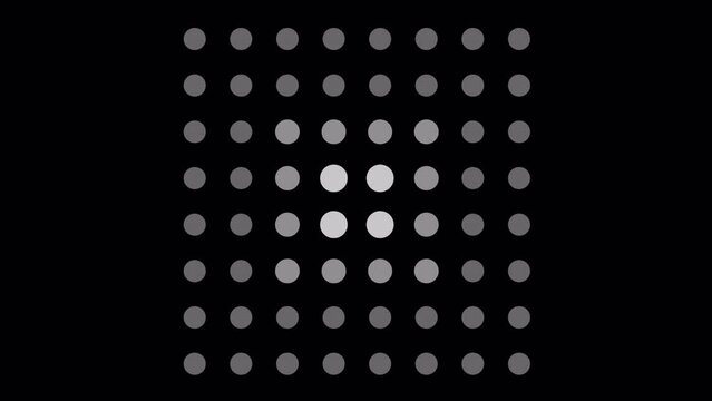 Wave of circles inside square. Loopable 2d animation video. Motion graphics with alpha channel.