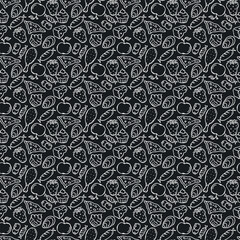 Seamless food pattern. Doodle food background