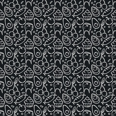 Seamless food pattern. Doodle food background