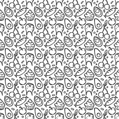 Seamless food pattern. Doodle food background