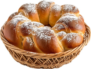 Basket of baked goods isolated on transparent background. PNG