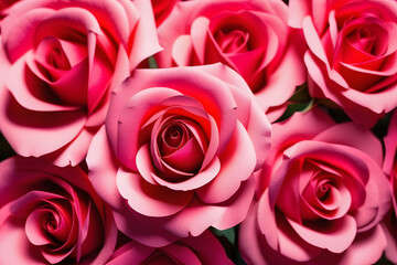Close-up on a bouquet of fresh red roses.