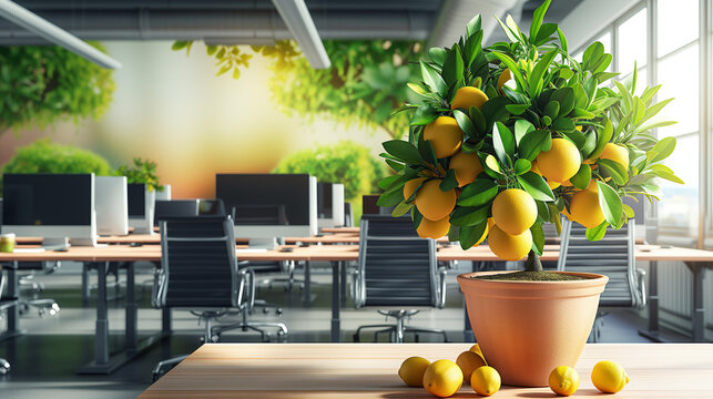 Harmony at Work: A Modern Office Oasis with Biophilic Design and Technology Integration, generative AI