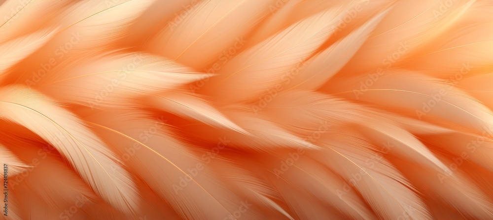 Poster trendy peach feather texture close up abstract macro apricot fluffy background