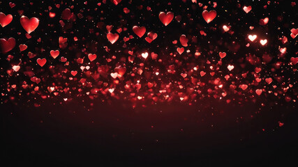 Heart background, Love hearts particles wallpaper, Wedding hearts particles background, Valentine's day wallpaper, Glowing hearts, and lens flare light, Black overlays background