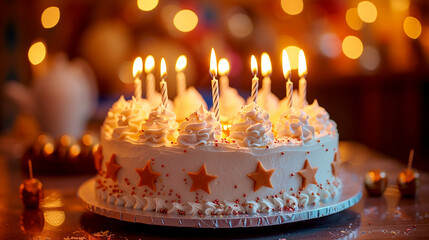 Happy birthday cake. Cute size. Little boy expresses happiness. There are many happy-expressing friends around. happy birthday High quality pictures
