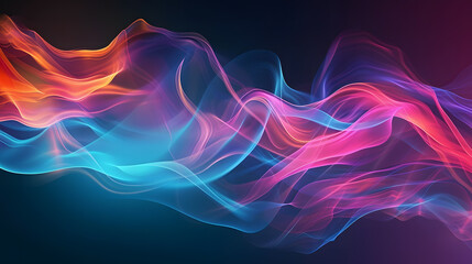 A colorful abstract background with a very smooth wallpaper powerpoint , smoke background with wavy lines , banner, space for text, wallpaper and background, Generative AI.