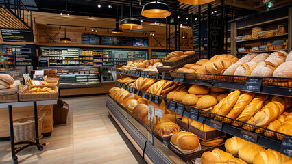 Freshly Baked: A Glimpse into the Bakery Section of a Large Supermarket