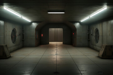 Interior of underground military bunker shelter