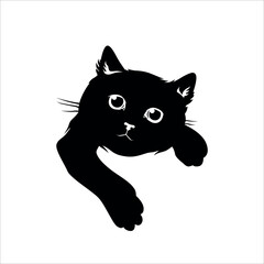 Black cat isolated on white. Vector.