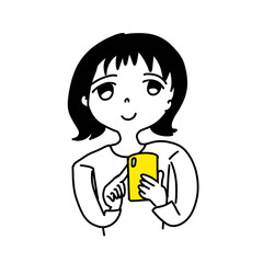 スマートフォンを操作する女性