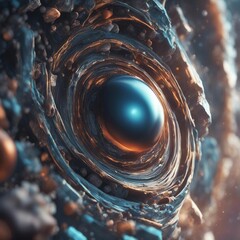 Mystic Blue Cosmic Portal with Central Void - Captivating Futuristic Sphere of Infinite Possibilities