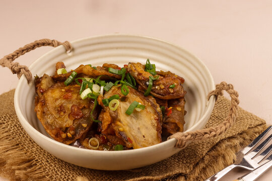 Terong Raos is Crispy Egg Plant in Spicy and Sweet Sauce.