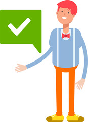 Male Character and Check Mark
