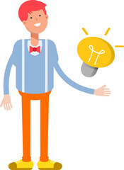Male Character and Light Bulb

