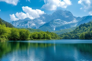 Fototapeta na wymiar Beautiful photo of a mountain lake backgroud for background