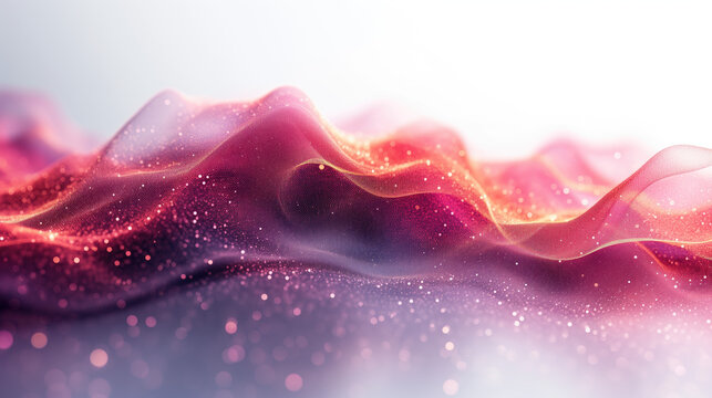 Beautiful Abstract Dotted Wave in Pink Purple and Orange on White Background