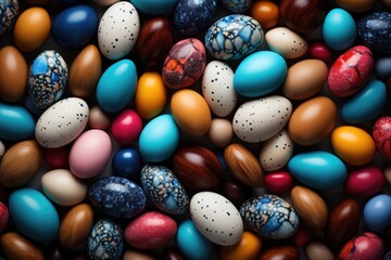 Fototapeta na wymiar Colorful Easter eggs background. ai generated