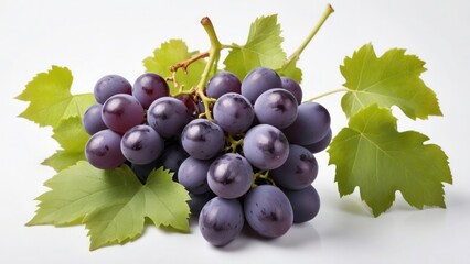 Fototapeta premium bunch purple of grapes isolated on white with close up photo