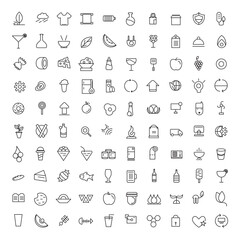 Food and restaurant service icons set eco equipment collection