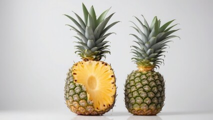 Fototapeta premium yellow pineapple on a white background in close up photo