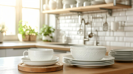 Set of clean dishes