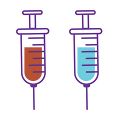 Vaccine and syringe elements. Injection vaccination icon, vector illustration