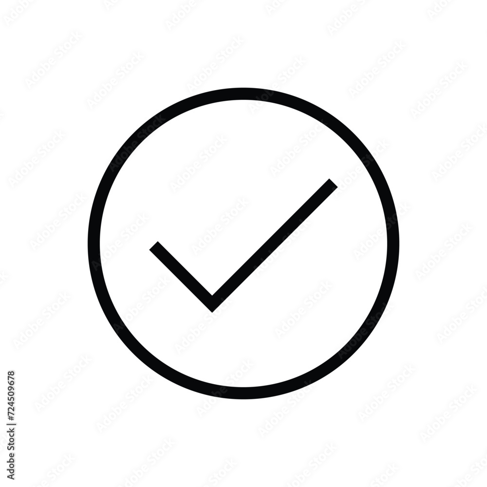 Poster checkmark line art icon for apps and websites.