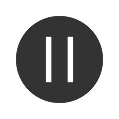 Pause sign. Dark gray icon on white background. Pause icon.