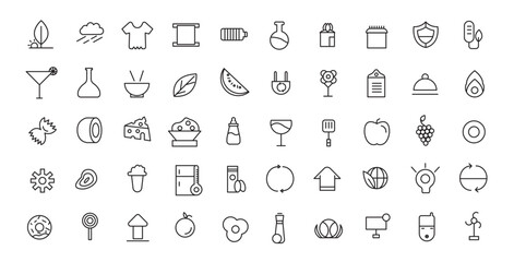 Food and restaurant service icons set eco equipment collection - obrazy, fototapety, plakaty