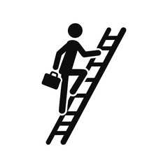 Person climbing a ladder icon, man crawls up the stairs, stick figure icon people © Arju