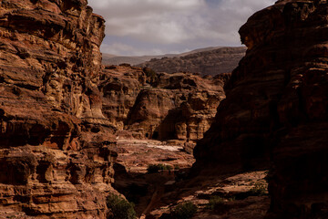 Beauty of rocks and ancient architecture in Petra, Jordan. Ancient temple in Petra, Jordan.