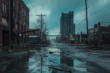 Abandoned city after the flood, generative ai - obrazy, fototapety, plakaty