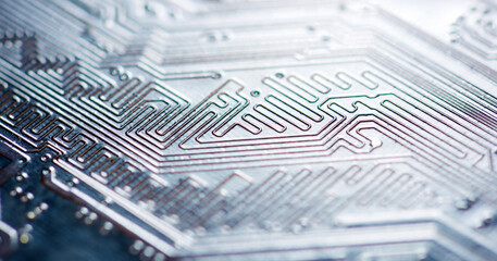 Close-up of a integrated circuit - obrazy, fototapety, plakaty