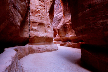 Beauty of rocks and ancient architecture in Petra, Jordan. Ancient temple in Petra, Jordan.