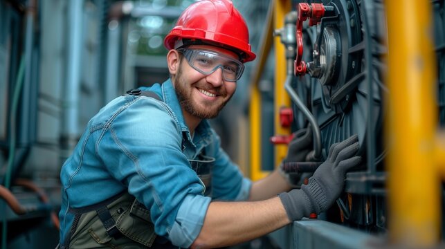 Skilled hvac technician checking and replacing filters in residential split system