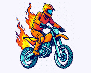 motor cross with flame tshirt design