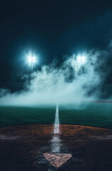 Baseball field in a cold atmosphere, generative ai