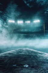 Baseball field in a cold atmosphere, generative ai