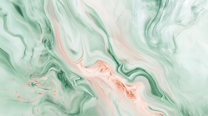 Pastel Elegance: Luxurious Marble Texture Background with Swirls of Pale Green and Pink Colors for Websites