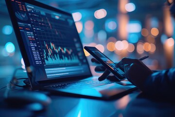 businessman analyze data works on the Insights analytics dashboard for operations management to make investment decisions